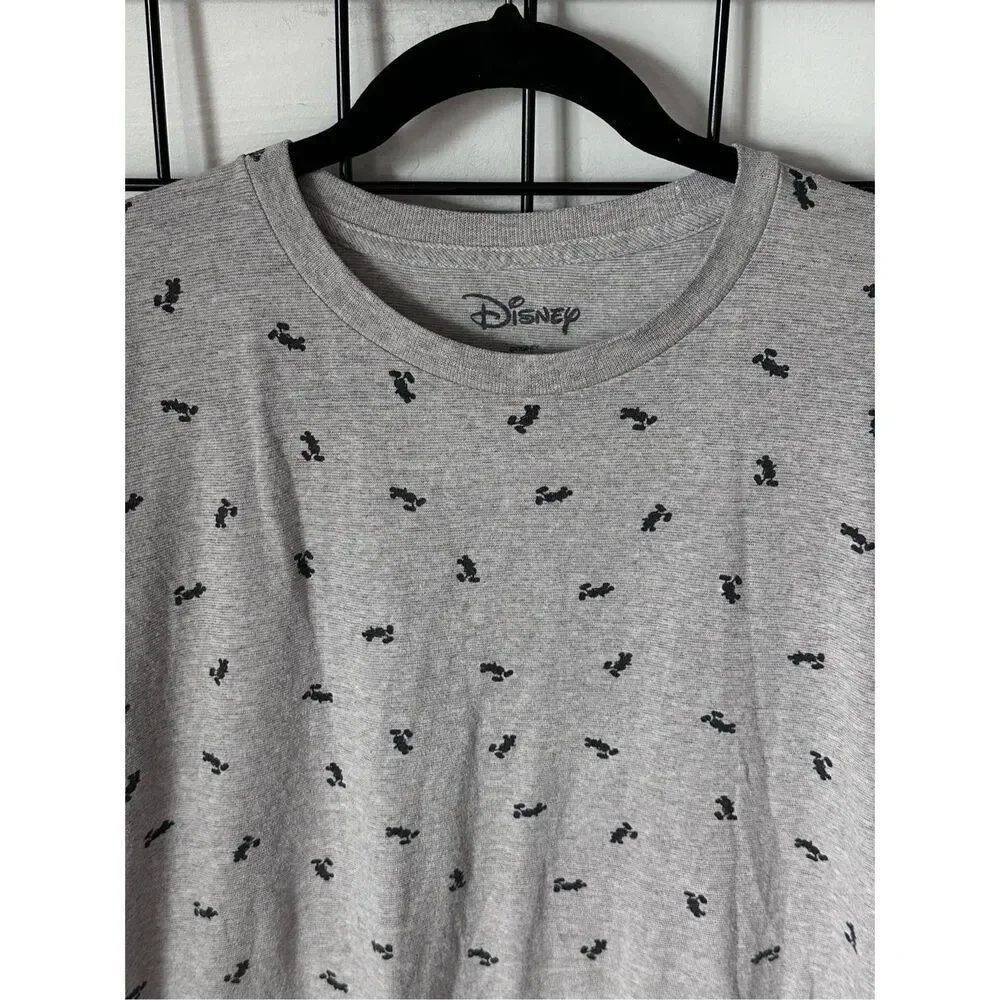 Disney SS T-Shirt Men’s XL Grey Mickey Mouse All Over Print Graphic Logo - Picture 2 of 7